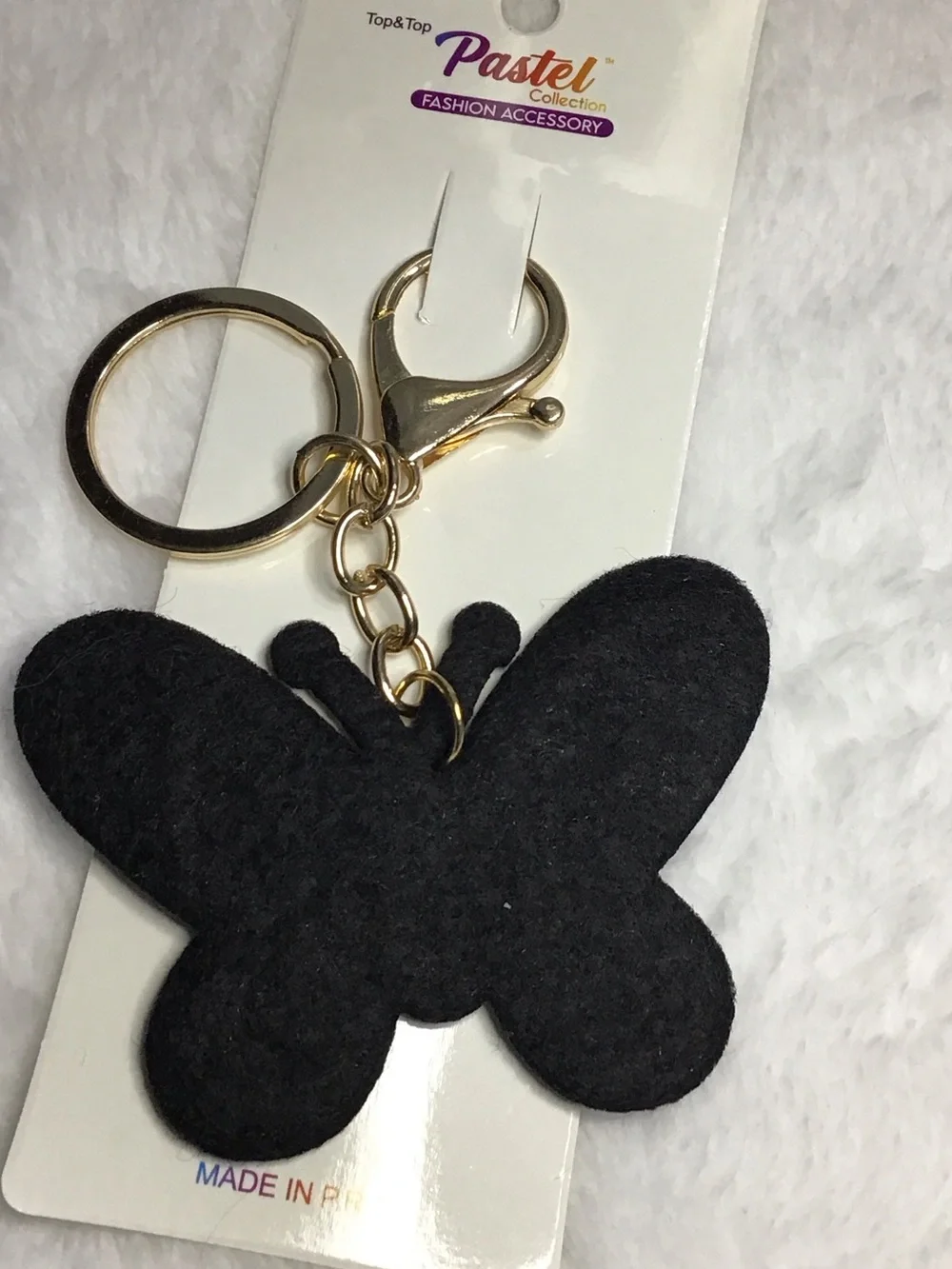 Pastels multicolor Butterfly Key chain with Iridescent Crystals